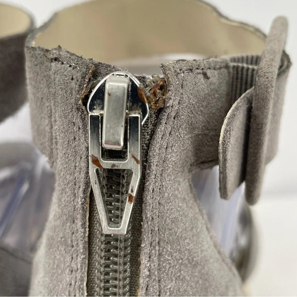 Dolce Vita Suede Creamy Grey Rope Platform Espadrille Wedge Sandals - Sz 7.5